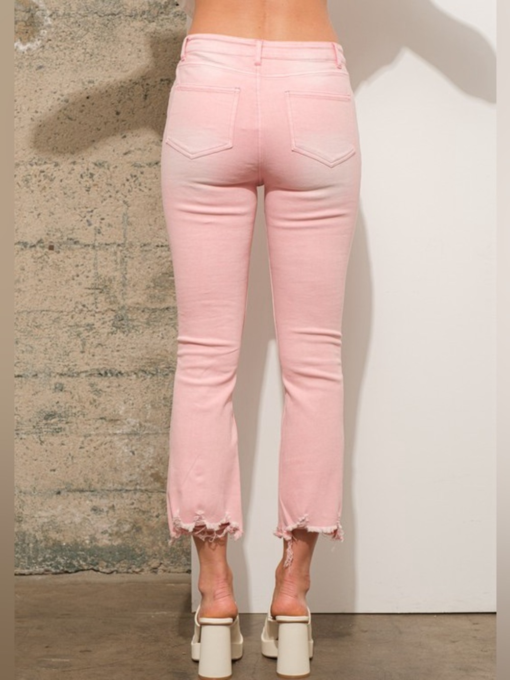 Pretty in Pink Mid-Rise Washed Distressed Jeans - Picture 4 of 5